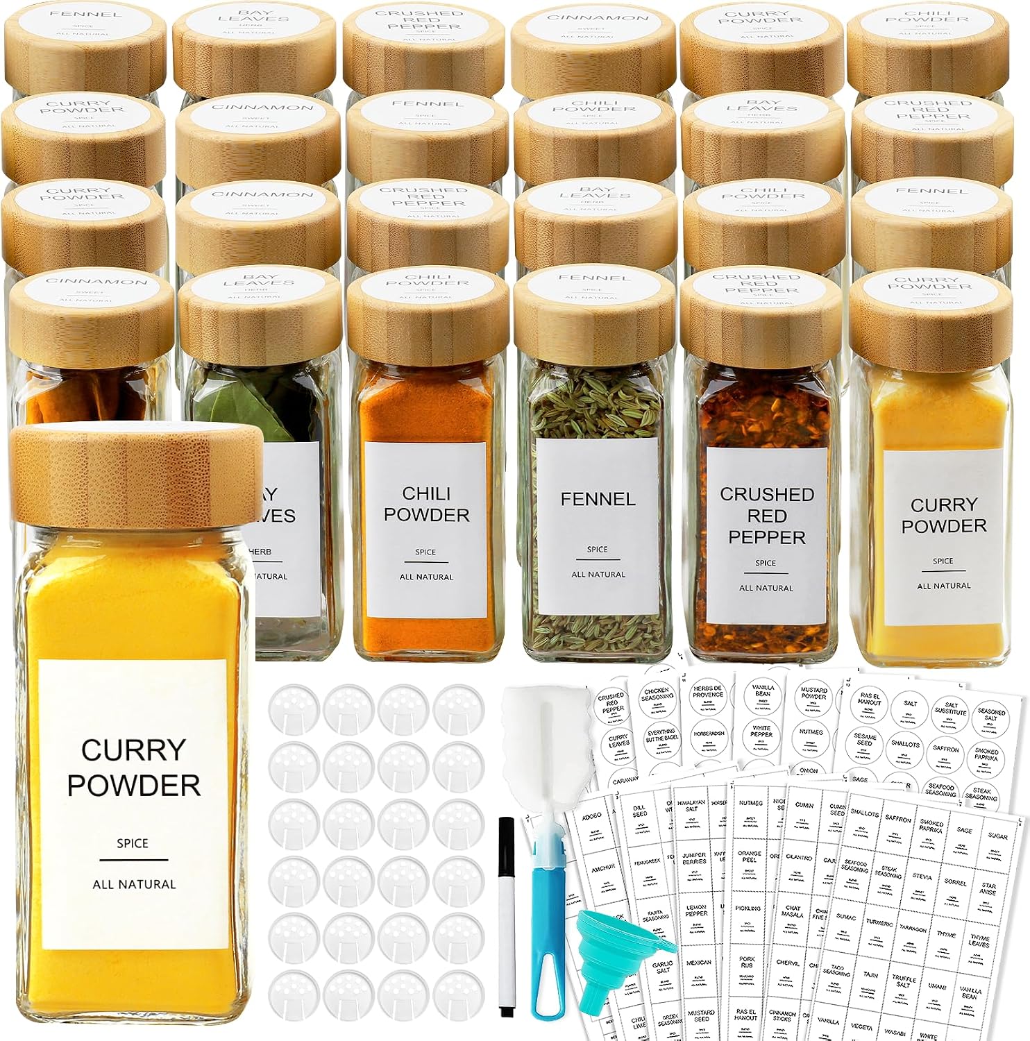 Spice Jar Labels - Bambu Kapaklı Cam Baharat Kavanozları, 398