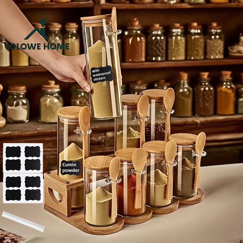 Spice Jar Labels - 8 Parçalı Cam Saklama Kabı Seti,