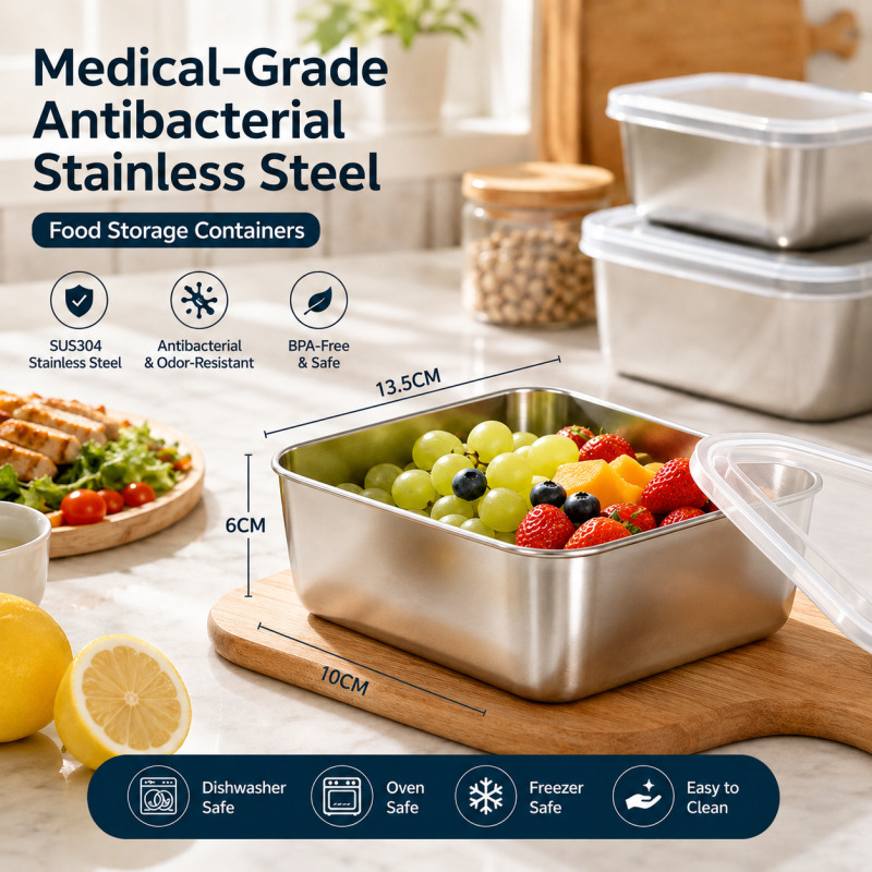 Meal Prep Lunch Boxes - Tıbbi Sınıf Antibakteriyel Paslanmaz Çelik Gıda