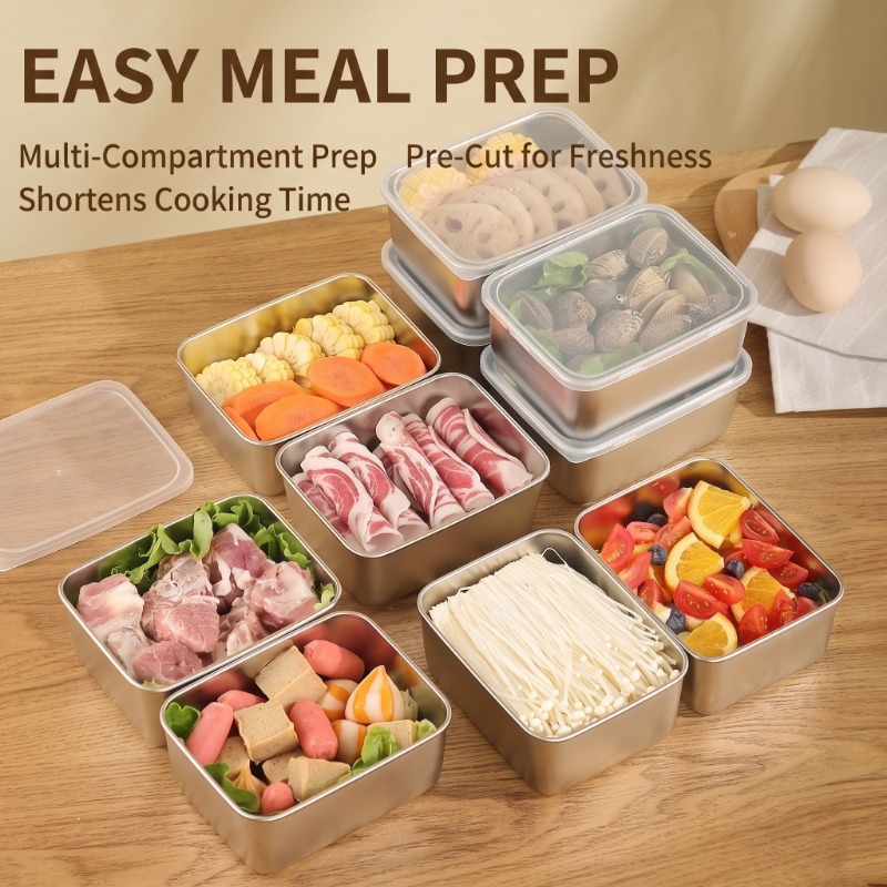 Meal Prep For Office - Paslanmaz Çelik Gıda Saklama Kapları Seti
