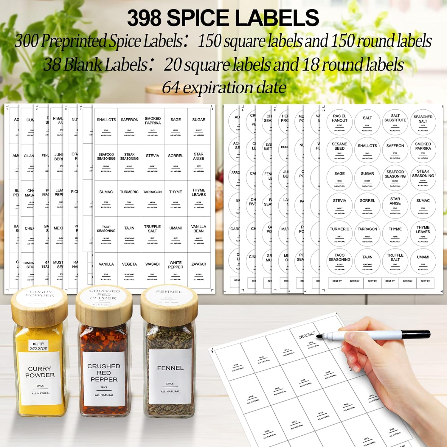 Bambu Kapaklı Cam Baharat Kava - Spice Jar Labels incelemesi ve fiyatı